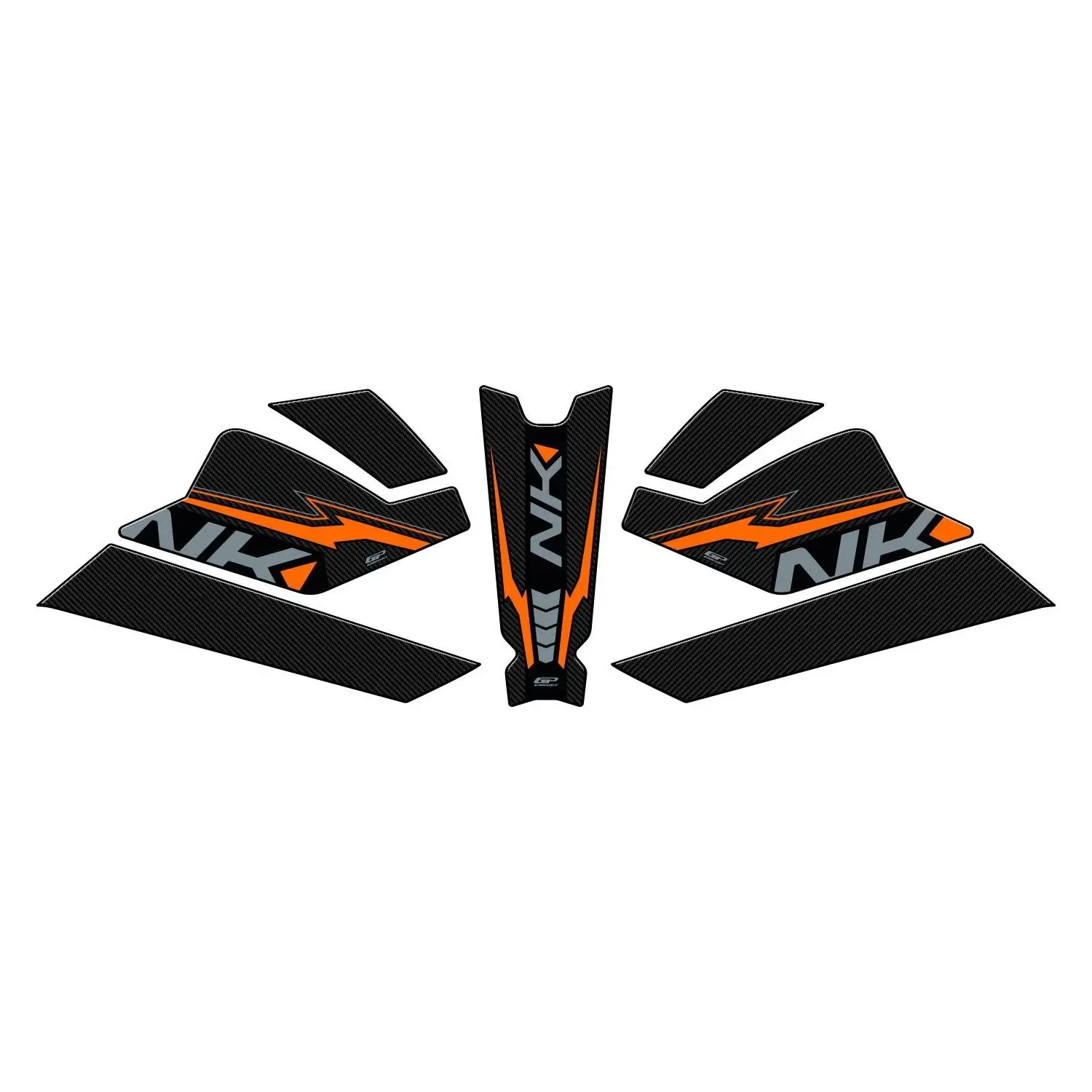 GP Kompozit CF Moto 250 NK 2023-2025 Uyumlu Tank Pad Seti Turuncu GP04020602302326