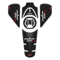 GP Kompozit Bajaj Pulsar NS 200 2011-2024 Uyumlu Tank Pad Seti Siyah-Kırmızı GP01060633702044